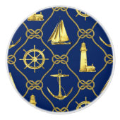 Klassiek Nautical Gold Blue Keramische Knop (Voorkant)