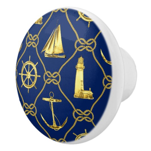 Klassiek Nautical Gold Blue Keramische Knop (Rechts)