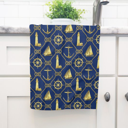 Klassiek Nautical Gold Blue Theedoek