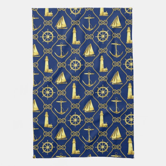 Klassiek Nautical Gold Blue Theedoek (Verticaal)