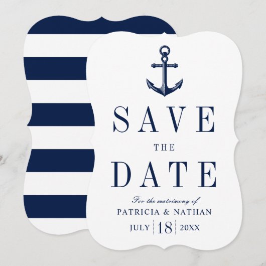 Klassiek nautisch anker Sla de datum op Save The Date (Voorkant / Achterkant)
