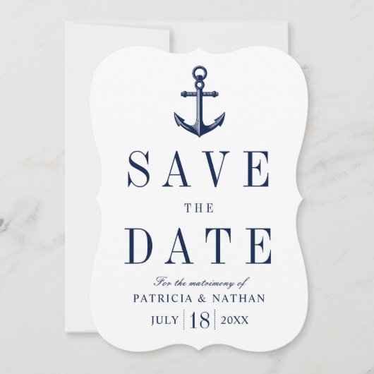 Klassiek nautisch anker Sla de datum op Save The Date (Voorkant)