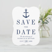 Klassiek nautisch anker Sla de datum op Save The Date (Staand voorkant)