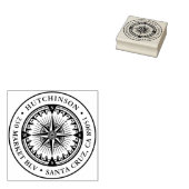 Klassiek nautisch kompas rond retouradres rubberstempel (Gestempeld)