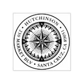 Klassiek nautisch kompas rond retouradres rubberstempel (Afrduk)