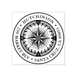 Klassiek nautisch kompas rond retouradres rubberstempel