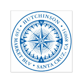 Klassiek nautisch kompas rond retouradres  zelfinktende stempel