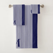Klassiek nautisch navyblauw luxe bad handdoek (Insitu)