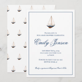 Klassiek nautisch zeilboot Baby shower Kaart