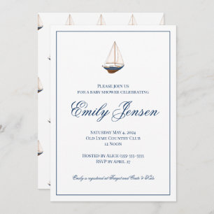 Klassiek nautisch zeilboot Baby shower Kaart