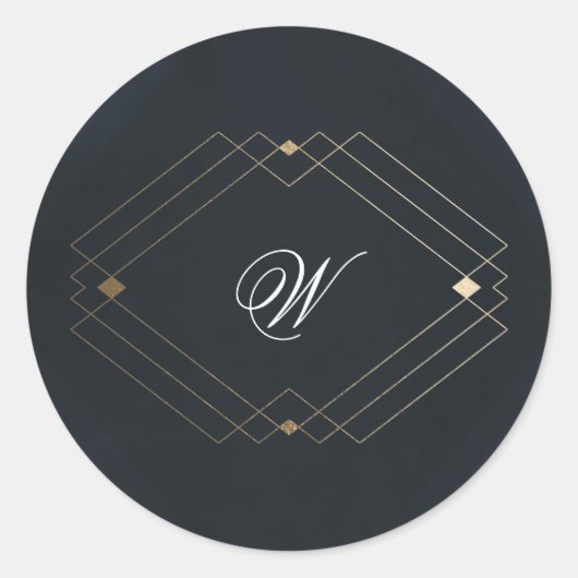 Klassiek Navy Blauw Calligrafie Monogram Trouwfees Ronde Sticker (Voorkant)