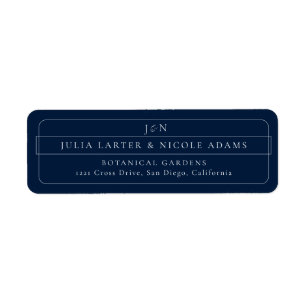 Klassiek Navy Blauw Calligrafie Retouradres Etiket