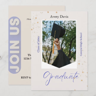Klassiek Navy Blauw en Wit Formeel Omrand Kaart