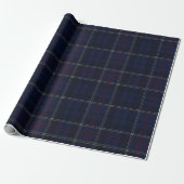Klassiek Navy Blauw Geruit Kerstmis Cadeaupapier (Uitgerold)