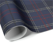 Klassiek Navy Blauw Geruit Kerstmis Cadeaupapier (Rol Hoek)