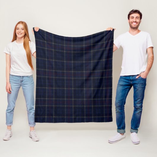 Klassiek Navy Blauw Geruit Kerstmis Fleece Deken (In situ)