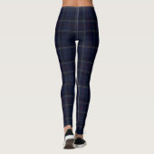 Klassiek Navy Blauw Geruit Kerstmis Leggings (Achterkant)
