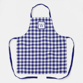 Klassiek Navy Blauw Geruit Monogram Schort (Voorkant)