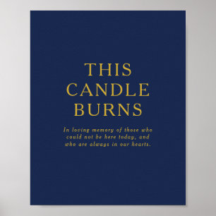 Klassiek Navy Blauw   Goud Deze Kaars Brand Weddin Poster