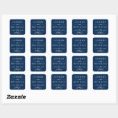 Klassiek Navy Blauw Monogram Huwelijk Vierkante Sticker (Vel)