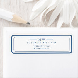 Klassiek Navy Blauw Twee Rand Monogram Voering Etiket