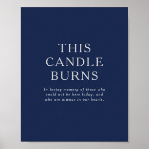 Klassiek Navy Blauw Zilver Deze Kaars Brandt Trouw Poster