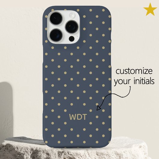 Klassiek Navy Blauwe Aangepaste Monogram Kleurpunt Case-Mate iPhone Case
