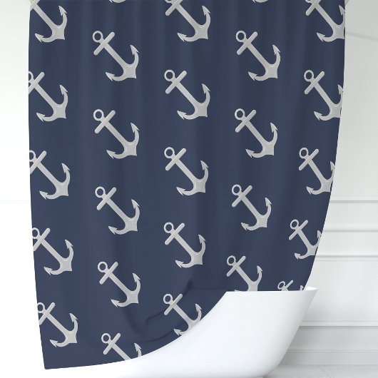 Klassiek Navy Blauwe Anker Douchegordijn