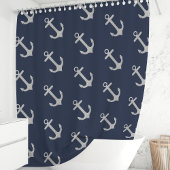 Klassiek Navy Blauwe Anker Douchegordijn