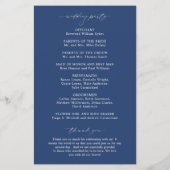 Klassiek Navy Blauwe Elegante Trouwprogramma (Achterkant)
