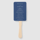Klassiek Navy Blauwe Elegante Trouwprogramma Handwaaier (Voorkant)