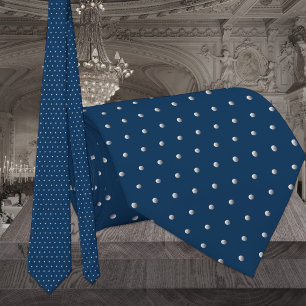 Klassiek Navy Blauwe En Zilveren Pin Dot Huwelijk Stropdas