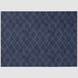 Klassiek Navy Blauwe Fluwelen Argyle Patroon Luxe Tissuepapier