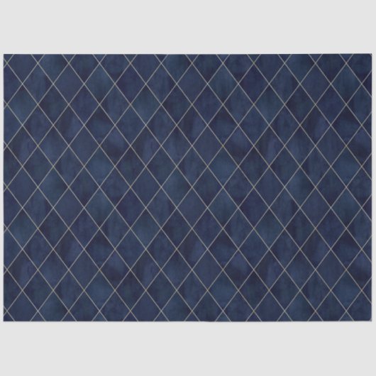 Klassiek Navy Blauwe Fluwelen Argyle Patroon Luxe Tissuepapier (Voorkant)