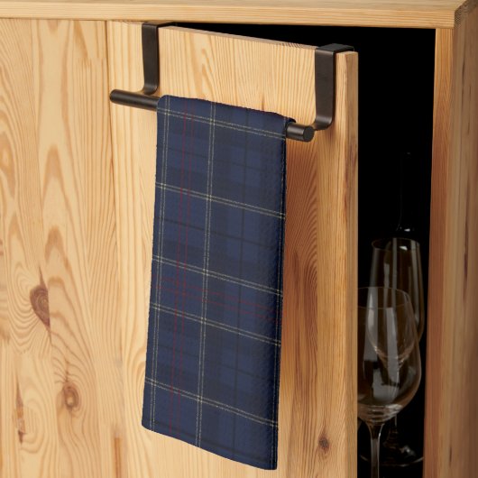 Klassiek Navy Blauwe Geruite Kerst Theedoek (Derde Gevouwen)