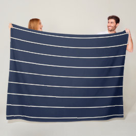 Klassiek Navy Blauwe Ivoren Pinstrepen  Fleece Deken