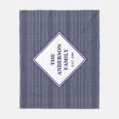 Klassiek Navy Blauwe Plaid Aangepaste Familienaam Fleece Deken (Voorkant)