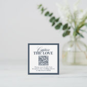 Klassiek Navy Blauwe QR Code Huwelijk De Liefde Va Informatiekaartje (Staand voorkant)