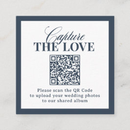Klassiek Navy Blauwe QR Code Huwelijk De Liefde Va Informatiekaartje
