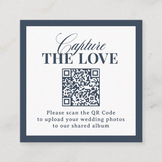Klassiek Navy Blauwe QR Code Huwelijk De Liefde Va Informatiekaartje (Voorkant)