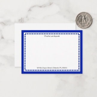 Klassiek Navy Blauwe Rand & Gestippelde Monogram  Notitiekaartje