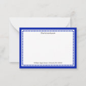 Klassiek Navy Blauwe Rand & Gestippelde Monogram Notitiekaartje (Voorkant)