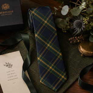 Klassiek Navy Blauwe Schotse Tartan Plaid Stropdas