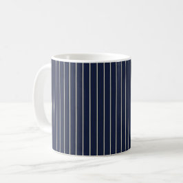 Klassiek Navy Blauwe Smalle Ivoren Strepen Koffiemok