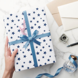 Klassiek Navy Blauwe Sterren Naadloos Patroon Cadeaupapier