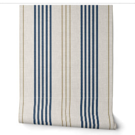 Klassiek Navy Blauwe Ticking Streep Patroon Behang