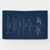 Klassiek Navy Blauwe Trouw Bar Menu Ontvangst Deco Spandoek (Horizontaal)