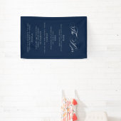Klassiek Navy Blauwe Trouw Bar Menu Ontvangst Deco Spandoek (Insitu)