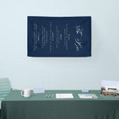 Klassiek Navy Blauwe Trouw Bar Menu Ontvangst Deco Spandoek (Beurs)