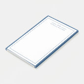 Klassiek Navy Blauwe Twee Rand Monogram Voering Post-it® Notes (Schuin)
